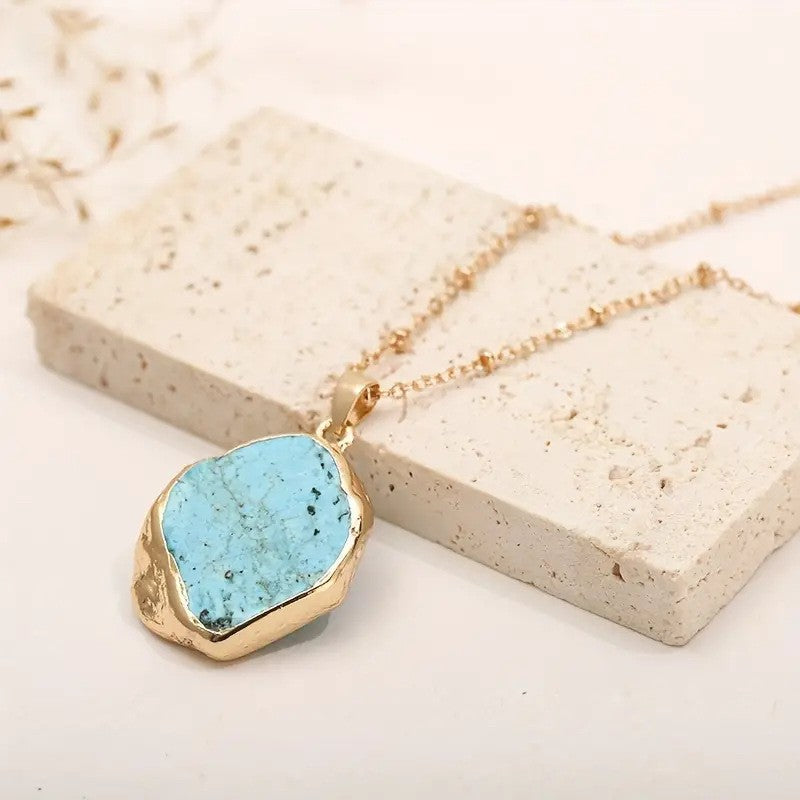 Irregular Turquoise Slice Necklace