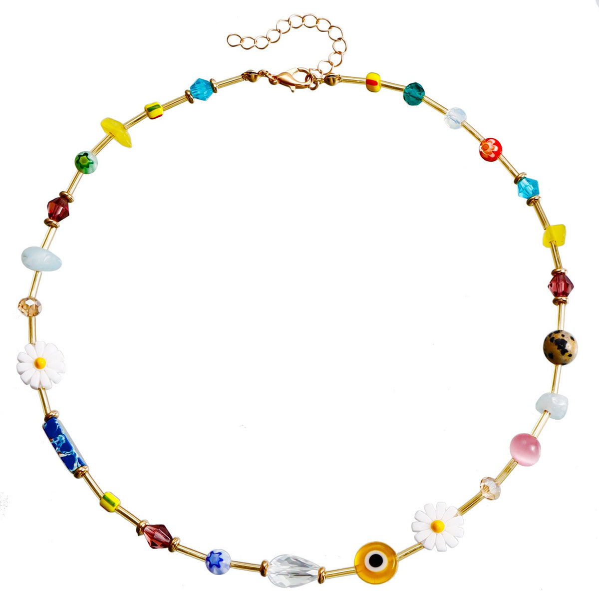 Daisy & Crystal Beaded Necklace