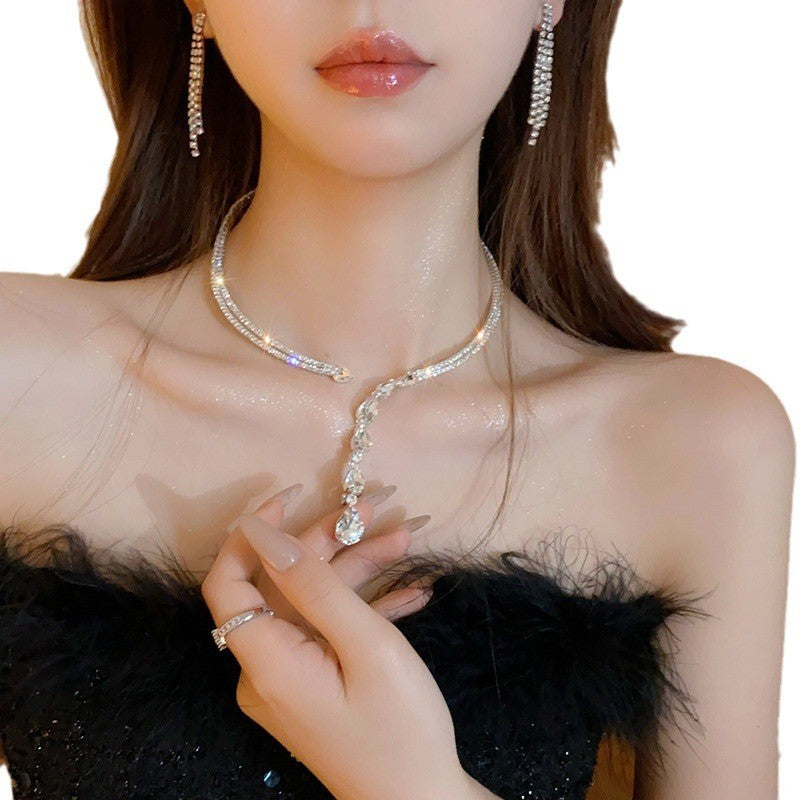 Crystal Teardrop Lariat Choker