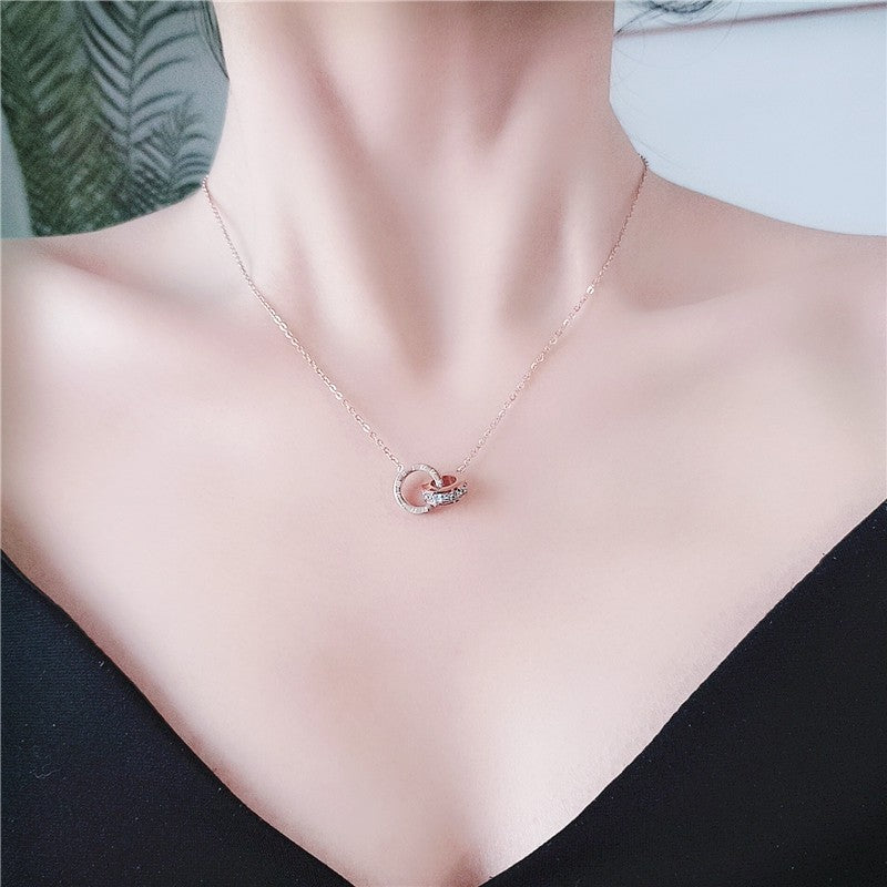 Roman Numeral Crystal Circle Necklace