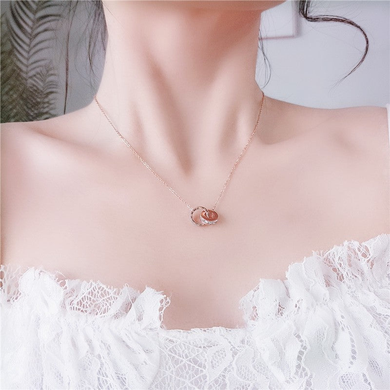 Roman Numeral Crystal Circle Necklace