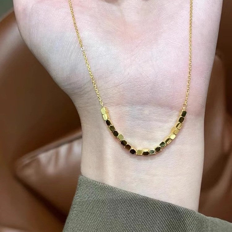 Black & Gold Square Bead Necklace
