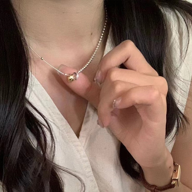 Quilted Gold Double Ring Necklace