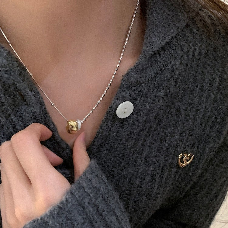 Quilted Gold Double Ring Necklace