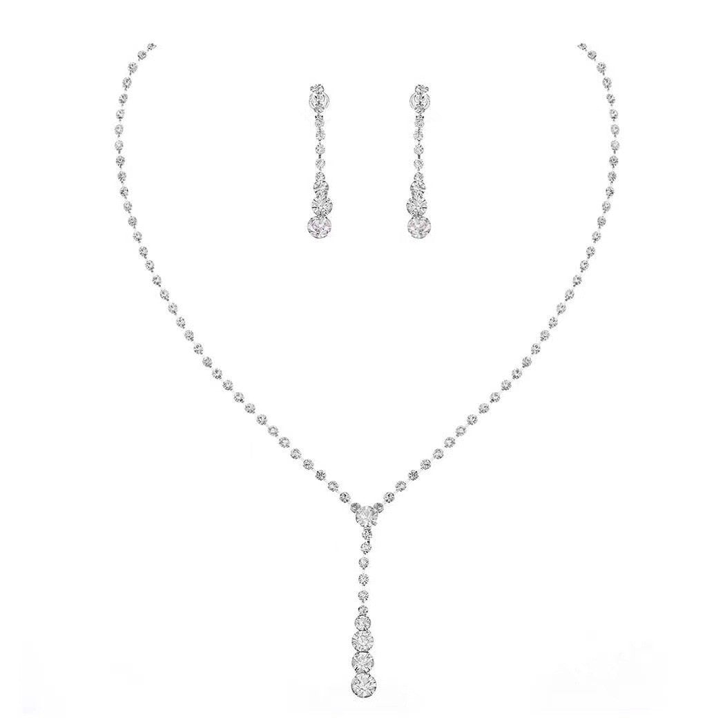 Crystal Cluster Y-Necklace & Earring Set