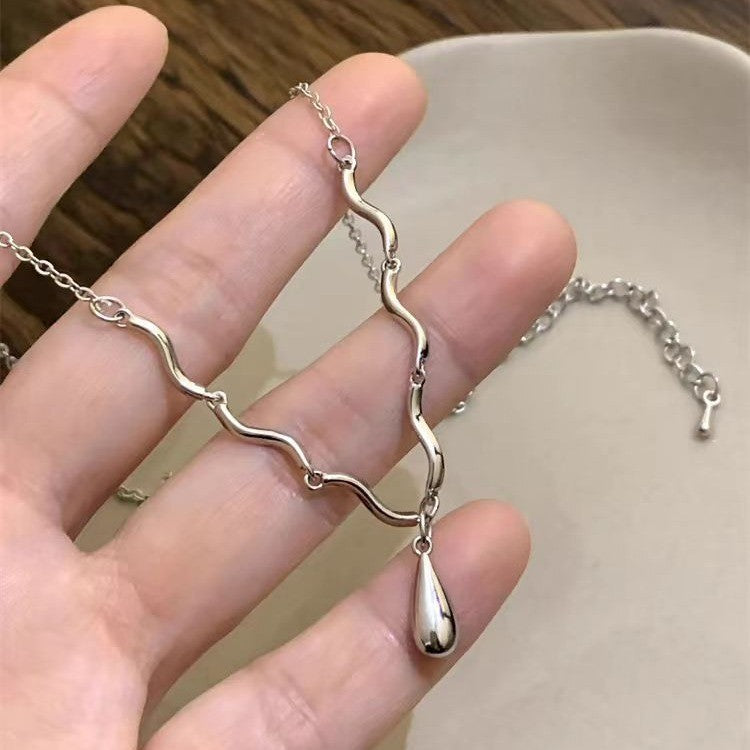Abstract Wave Teardrop Necklace