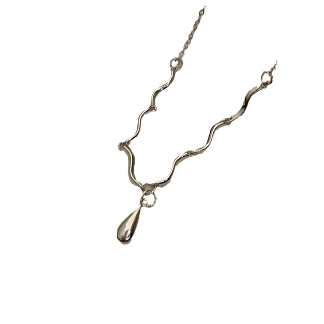 Abstract Wave Teardrop Necklace