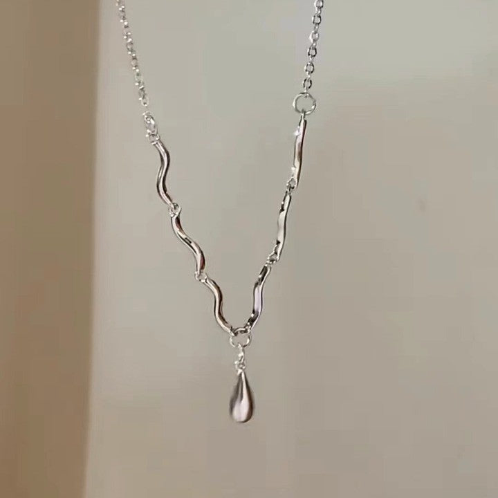 Abstract Wave Teardrop Necklace