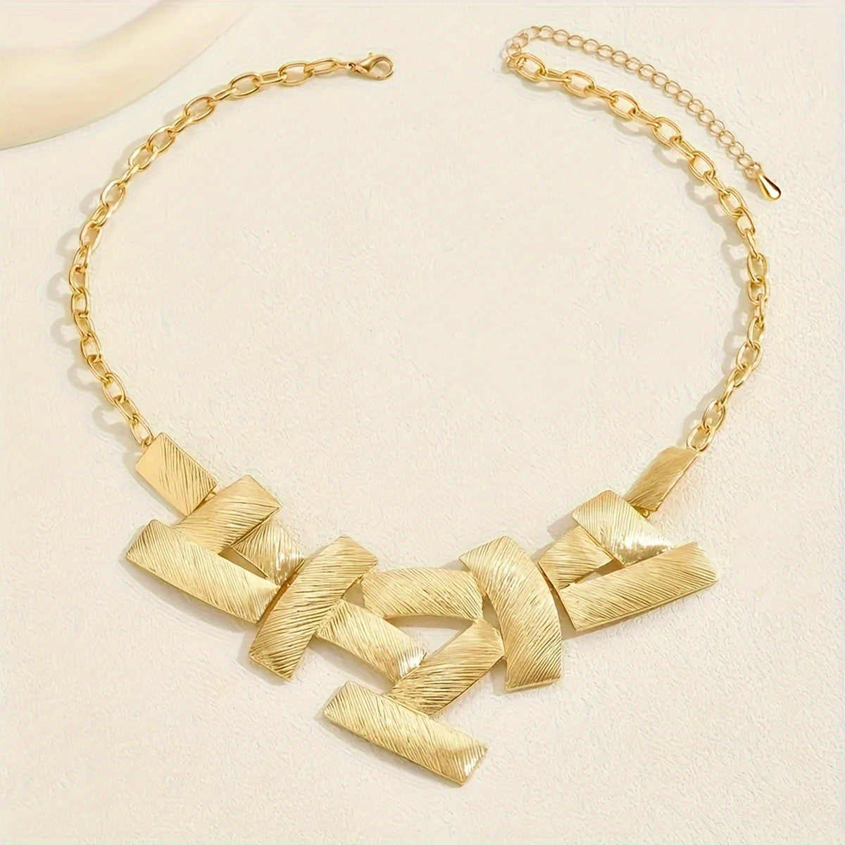 Textured Geometric Block Necklace