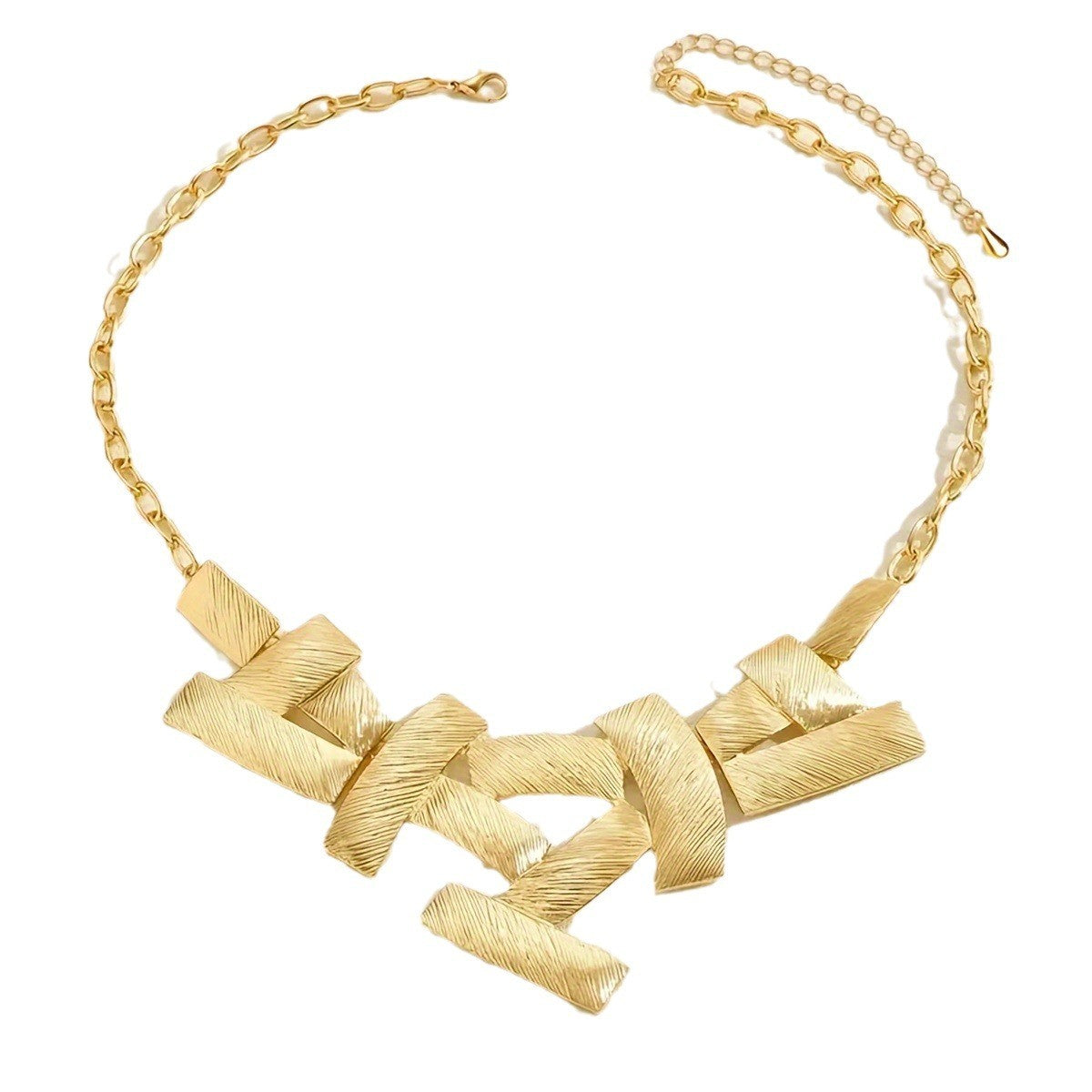 Textured Geometric Block Necklace