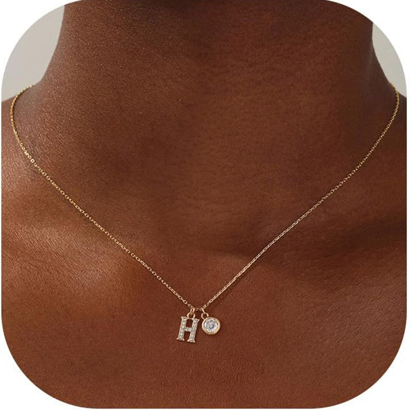 Crystal Initial & Round Charm Necklace