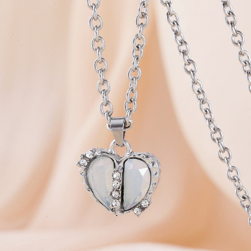 Crystal Split Heart Necklace