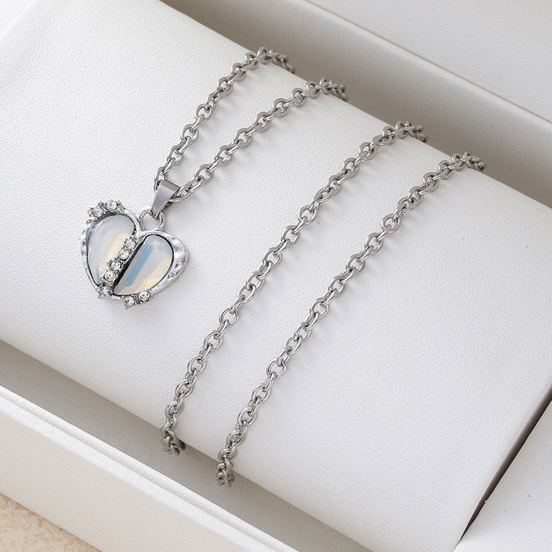 Crystal Split Heart Necklace