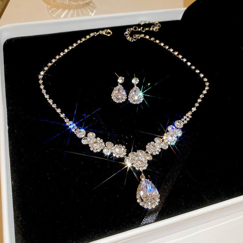 Cluster Crystal Teardrop Necklace & Earring Set