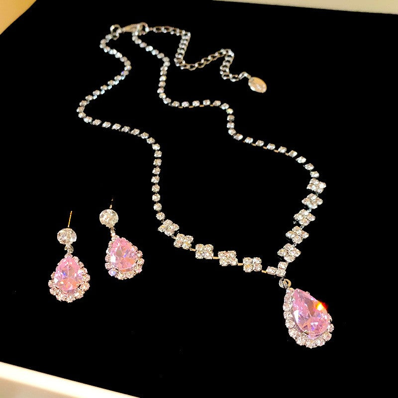 Cluster Crystal Teardrop Necklace & Earring Set
