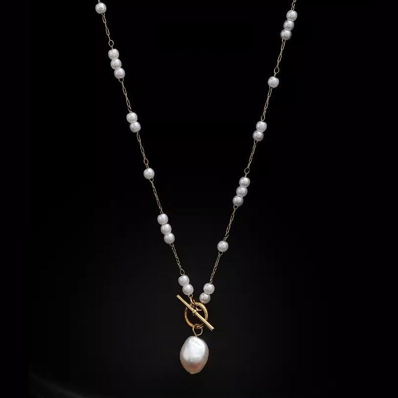 Pearl T-Clasp Pendant Necklace