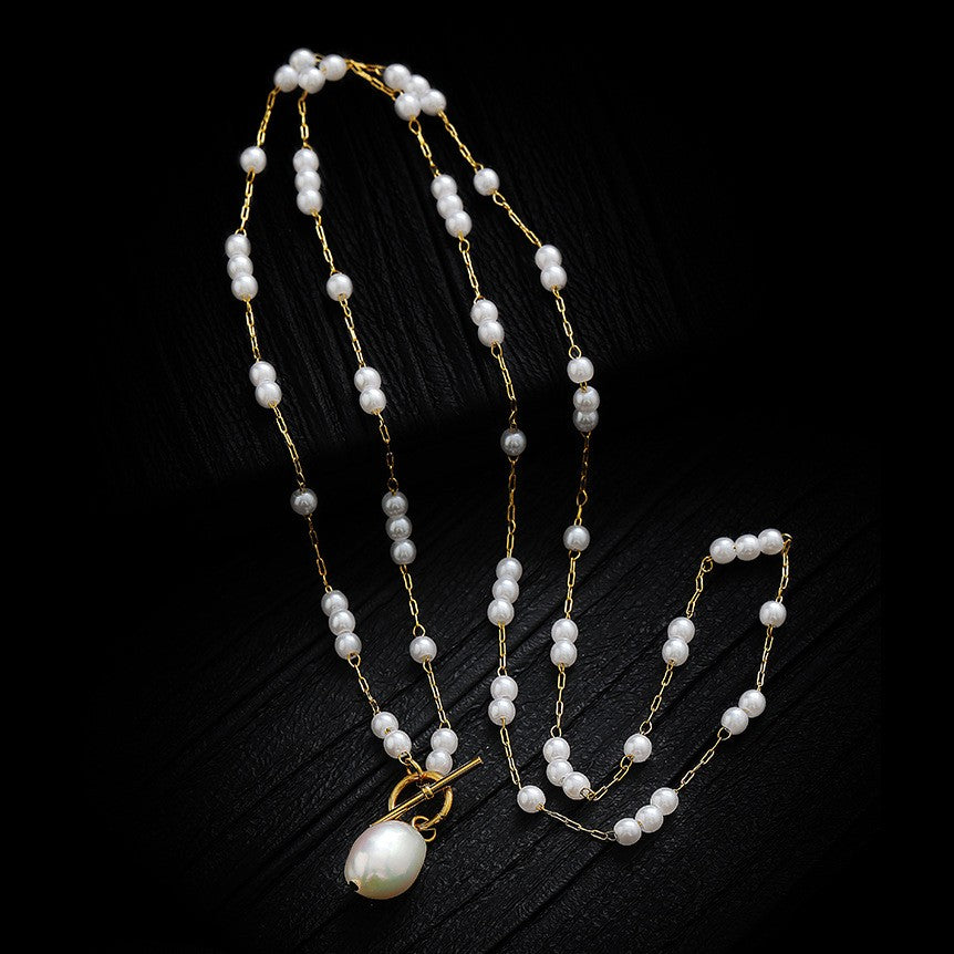 Pearl T-Clasp Pendant Necklace