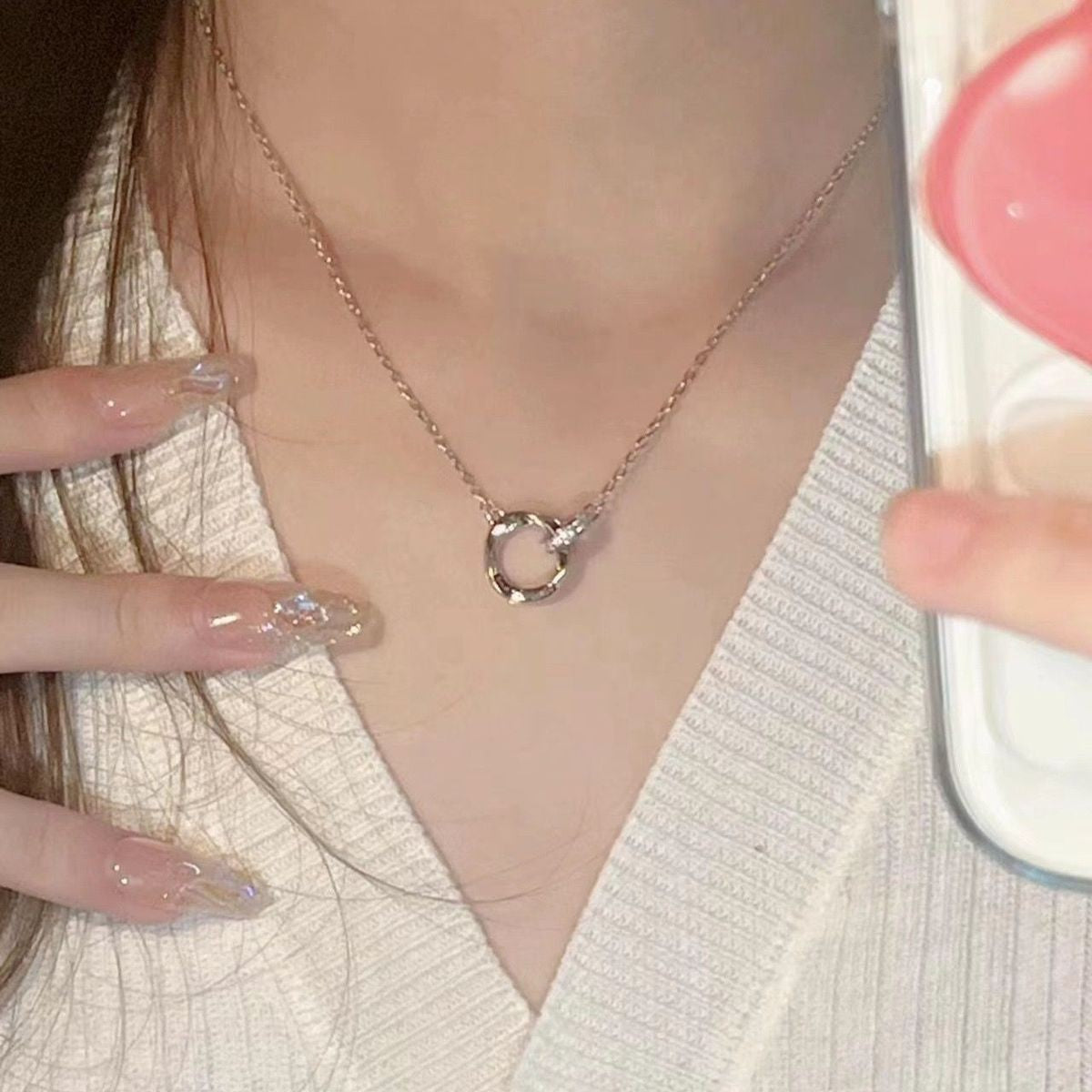 Crystal Mobius Ring Necklace