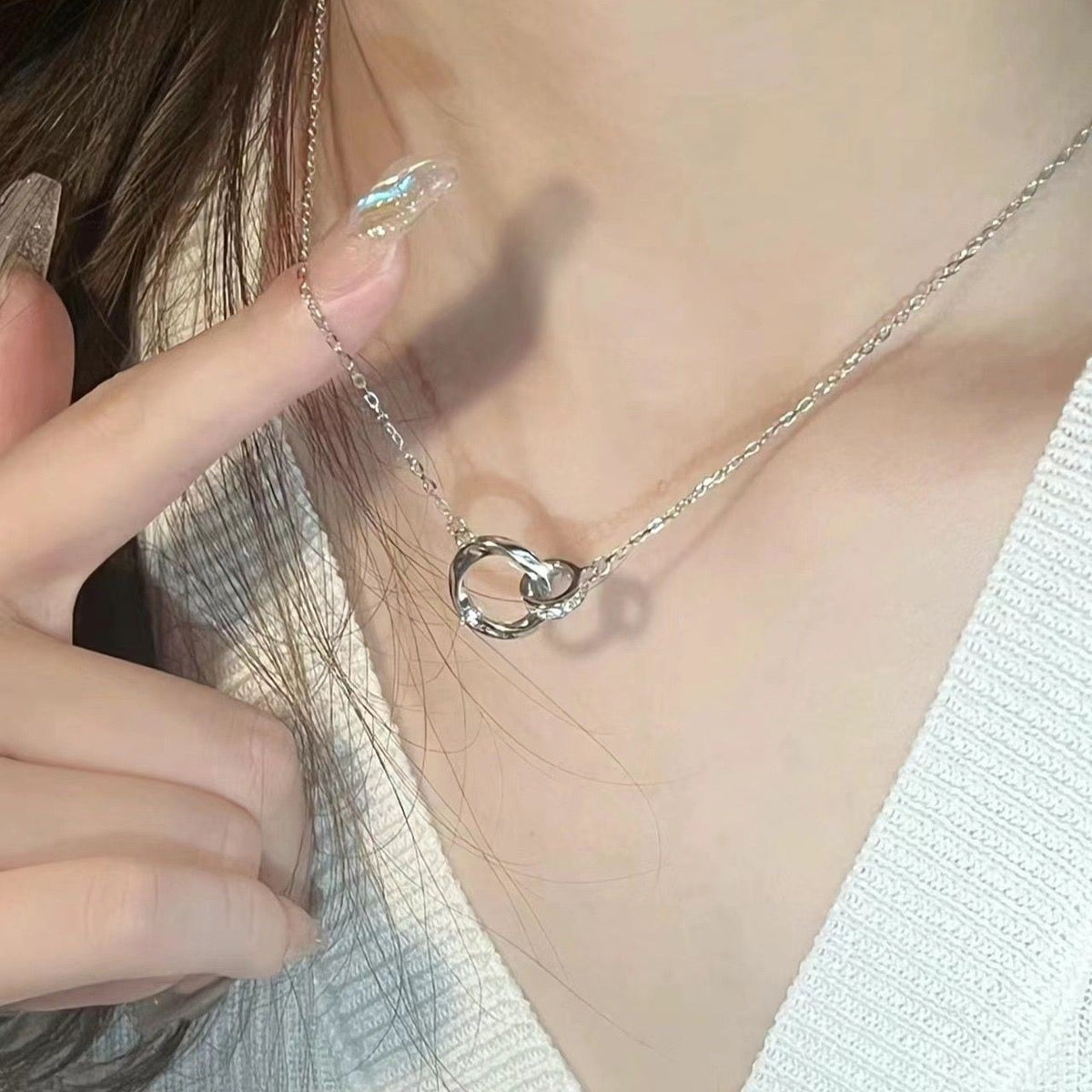 Crystal Mobius Ring Necklace