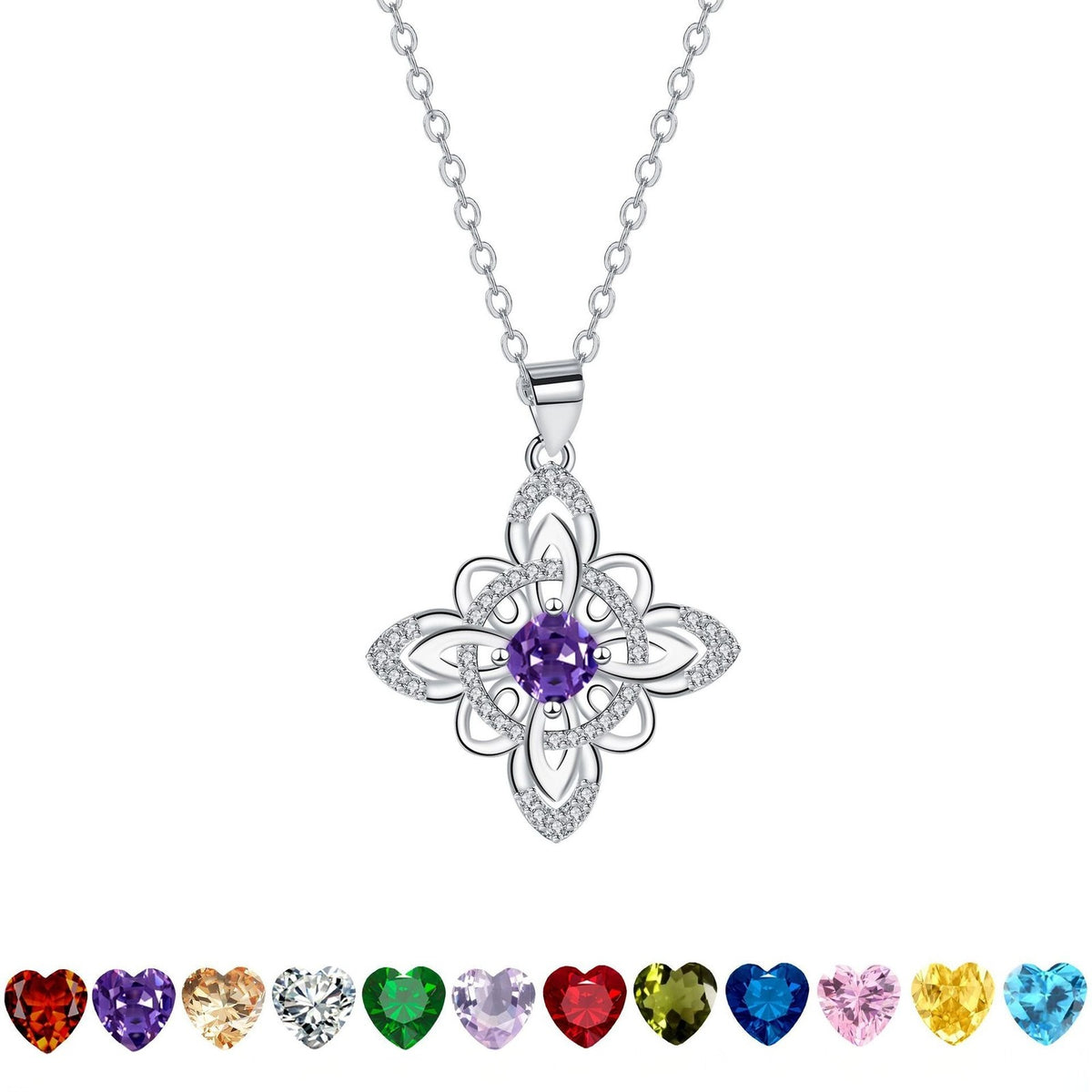 Floral Birthstone Pendant Necklace