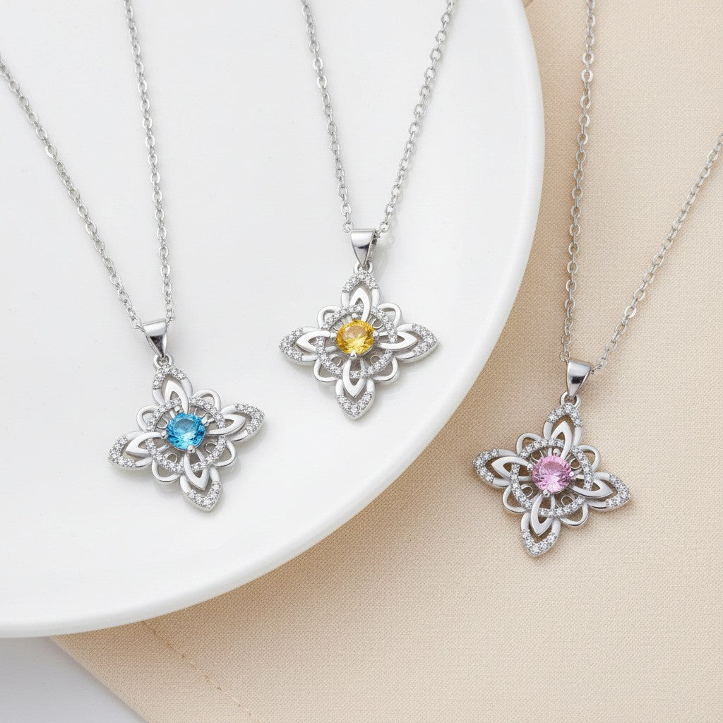 Floral Birthstone Pendant Necklace