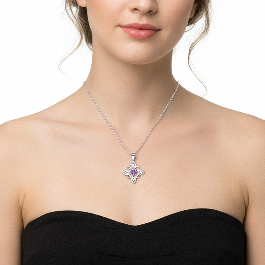 Floral Birthstone Pendant Necklace