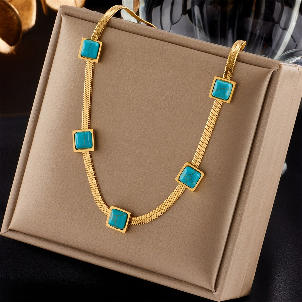 Turquoise Square Statement Necklace