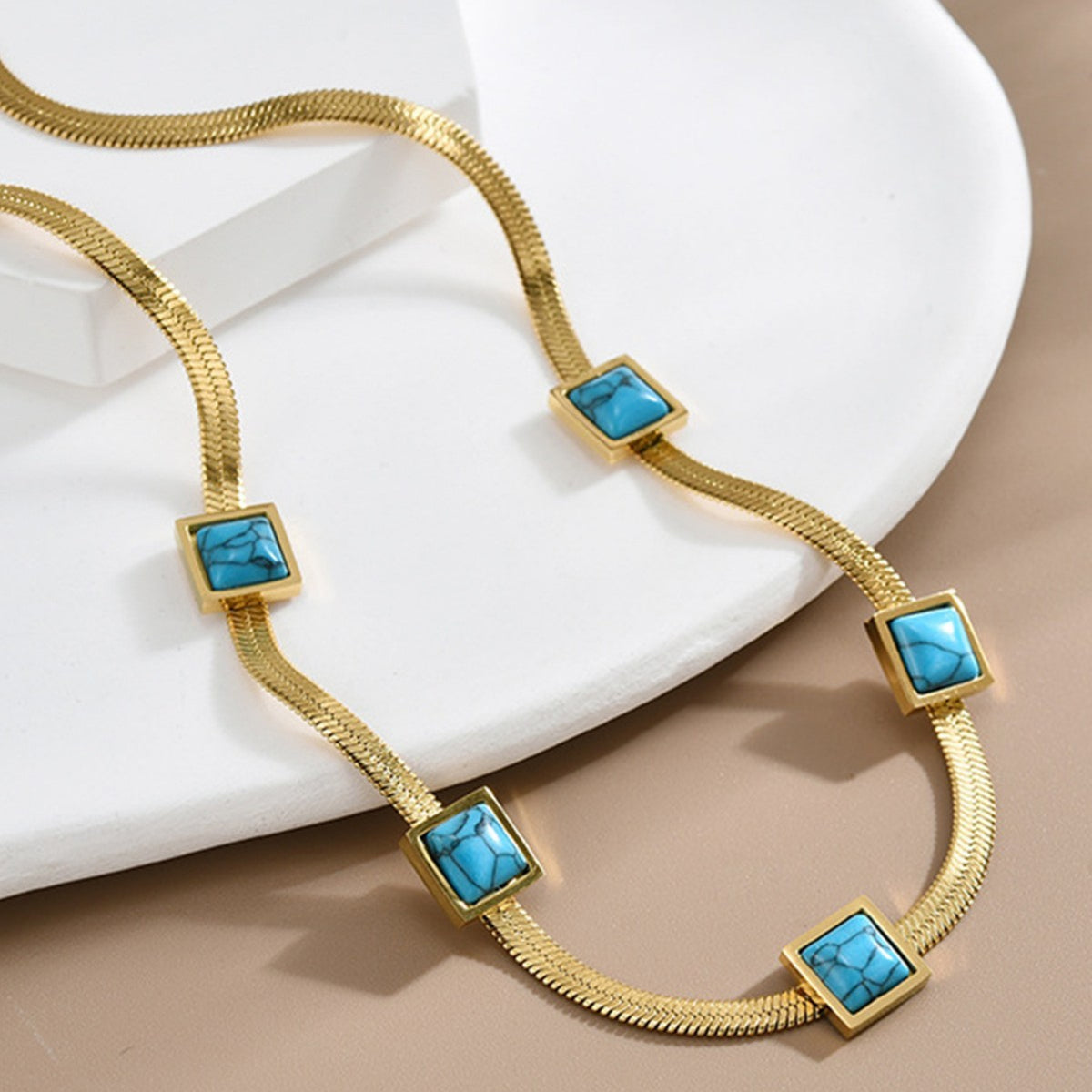 Turquoise Square Statement Necklace