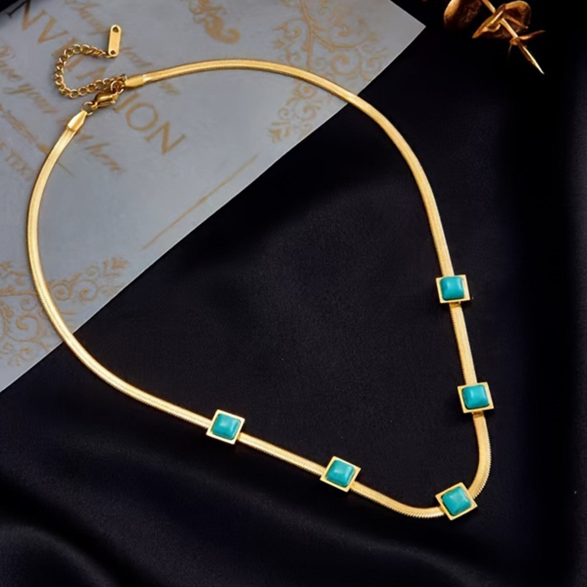 Turquoise Square Statement Necklace