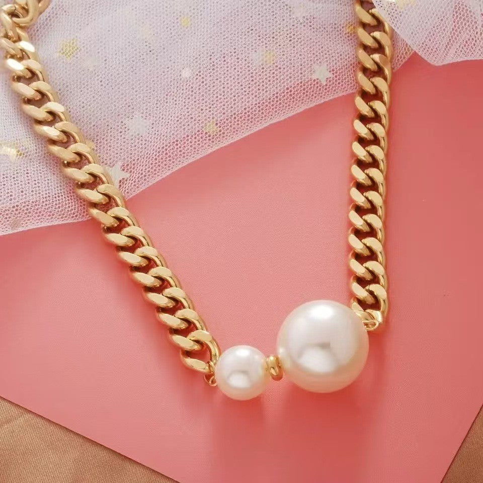 Pearl Cuban Link Necklace