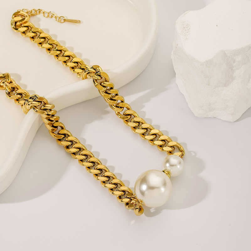 Pearl Cuban Link Necklace