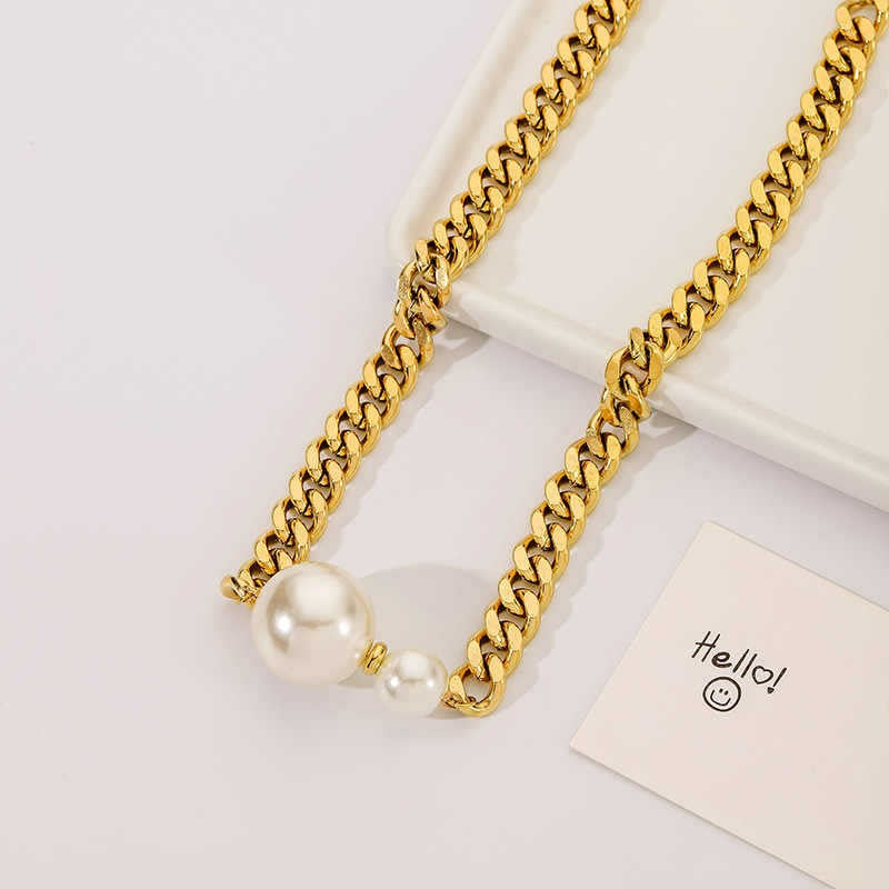 Pearl Cuban Link Necklace