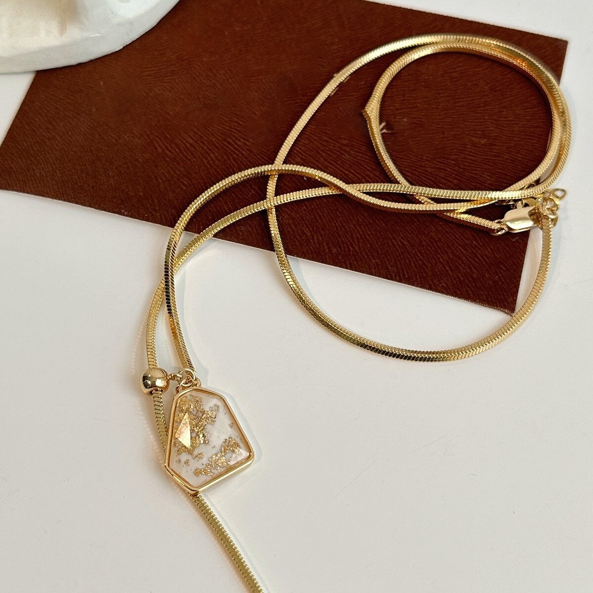 Irregular Stone Lariat Necklace