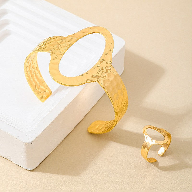 Hammered Oval Cuff & Ring Set