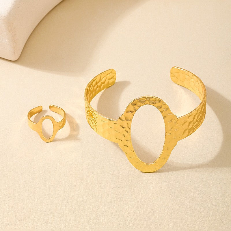 Hammered Oval Cuff & Ring Set