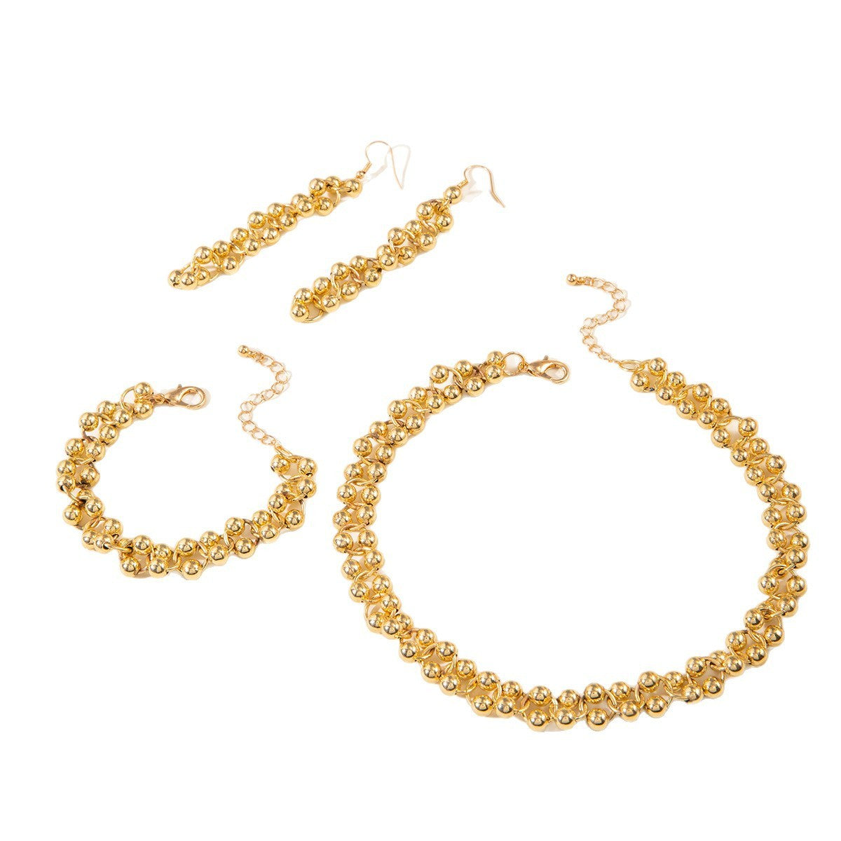 Round Bead Link Necklace & Bracelet Set