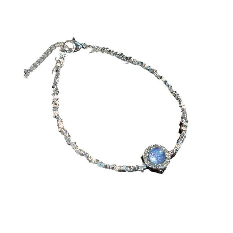 Blue Stone Circle & Pearl Bracelet