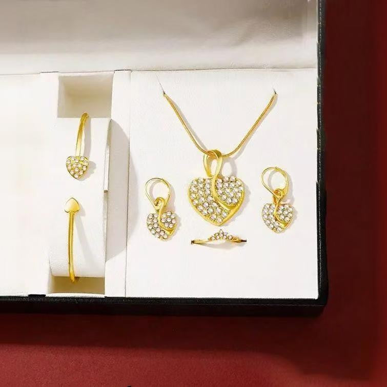 4-Piece Crystal Heart Jewelry Set