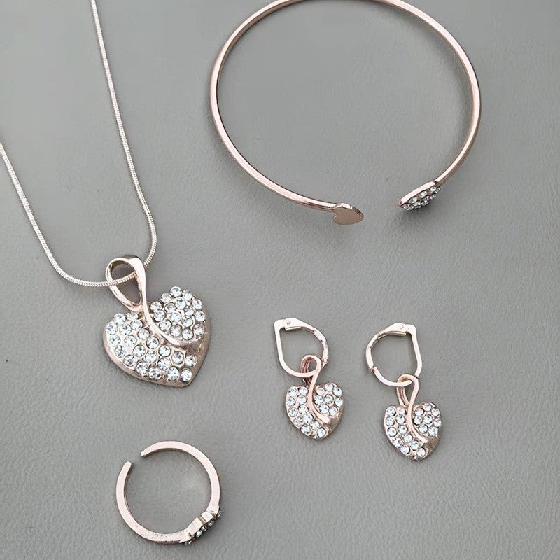 4-Piece Crystal Heart Jewelry Set