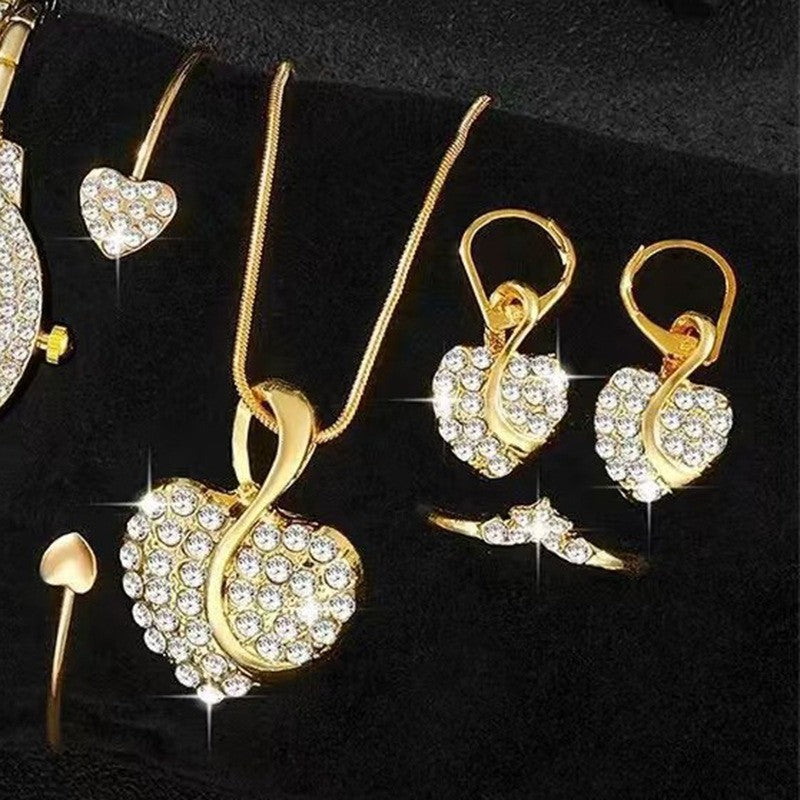 4-Piece Crystal Heart Jewelry Set