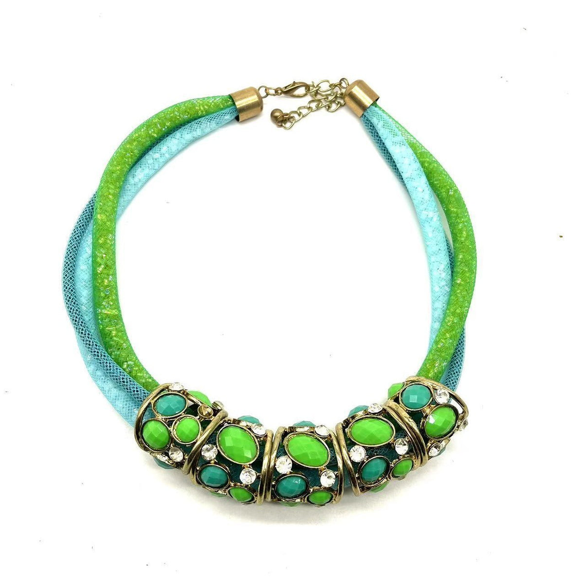 Layered Leaf Bead Choker Necklace