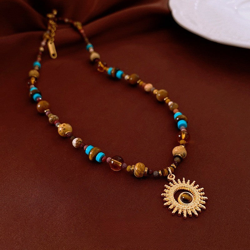 Sun Charm Beaded Necklace