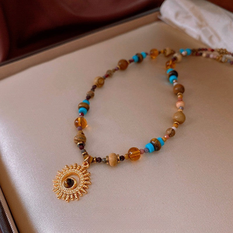 Sun Charm Beaded Necklace