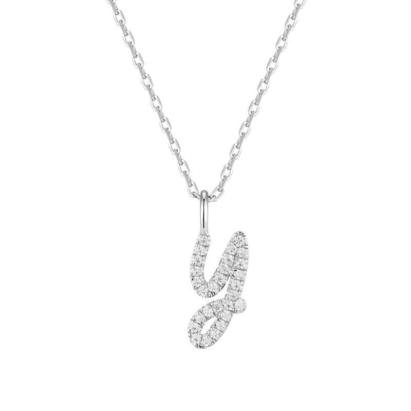 Crystal Script Letter Necklace