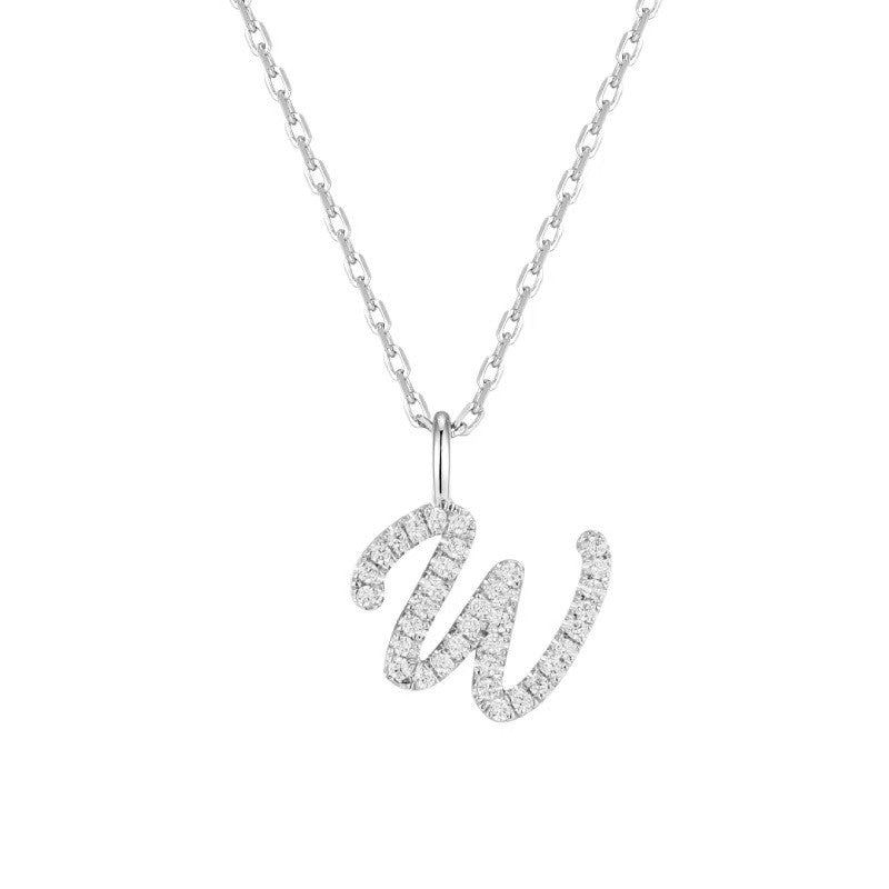 Crystal Script Letter Necklace