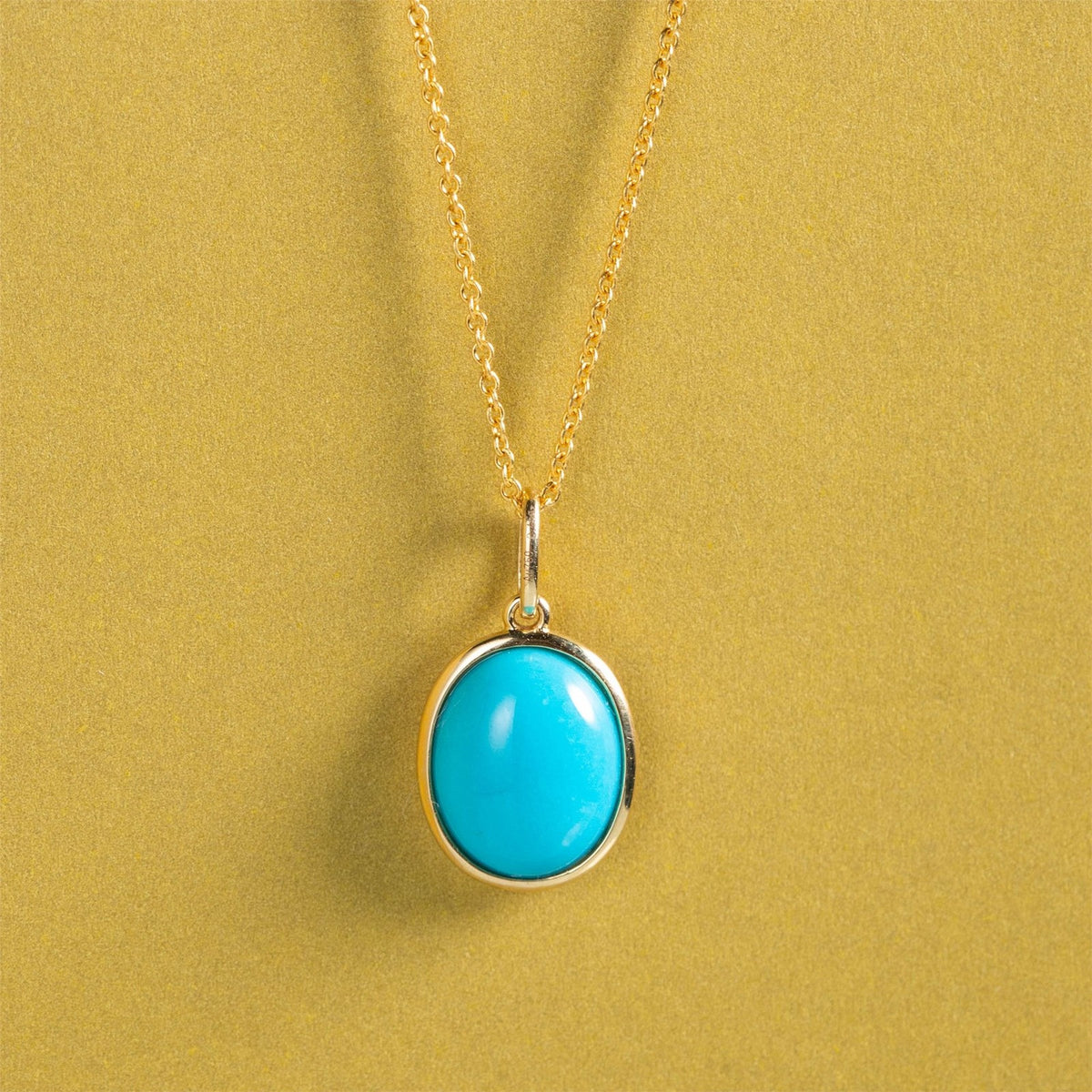 Turquoise Oval Bezel Pendant Necklace