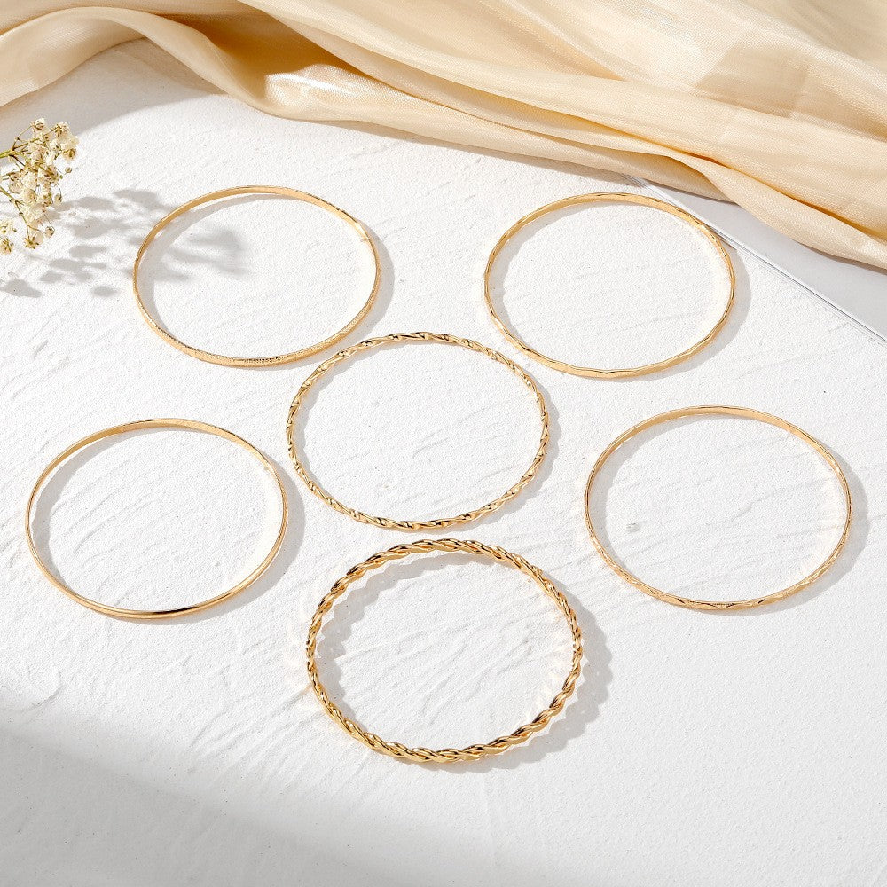 Mixed Texture Cuff Bracelet Set