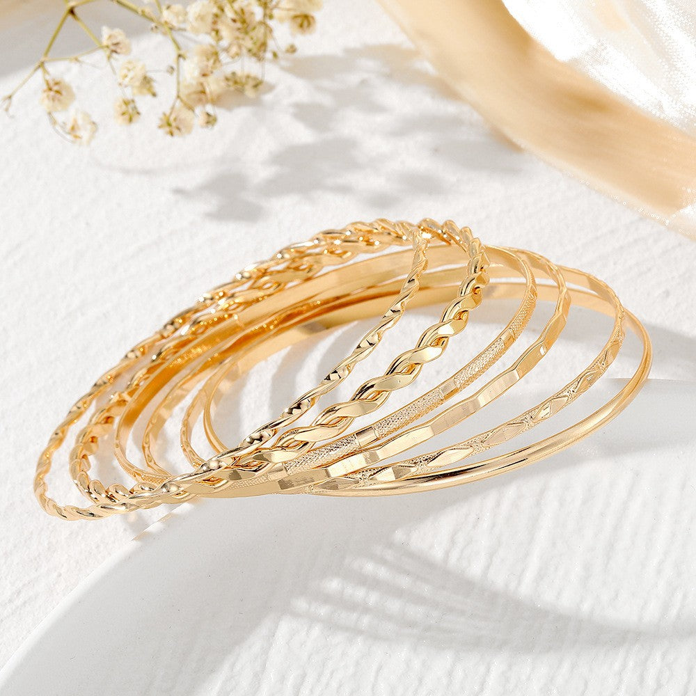 Mixed Texture Cuff Bracelet Set