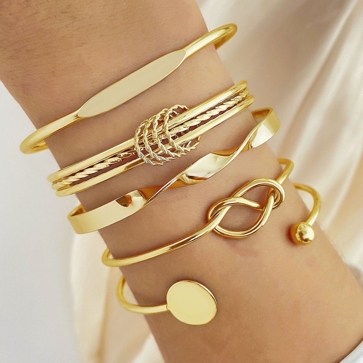 Mixed Texture Cuff Bracelet Set