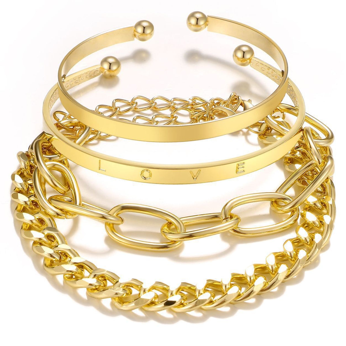 Mixed Texture Cuff Bracelet Set